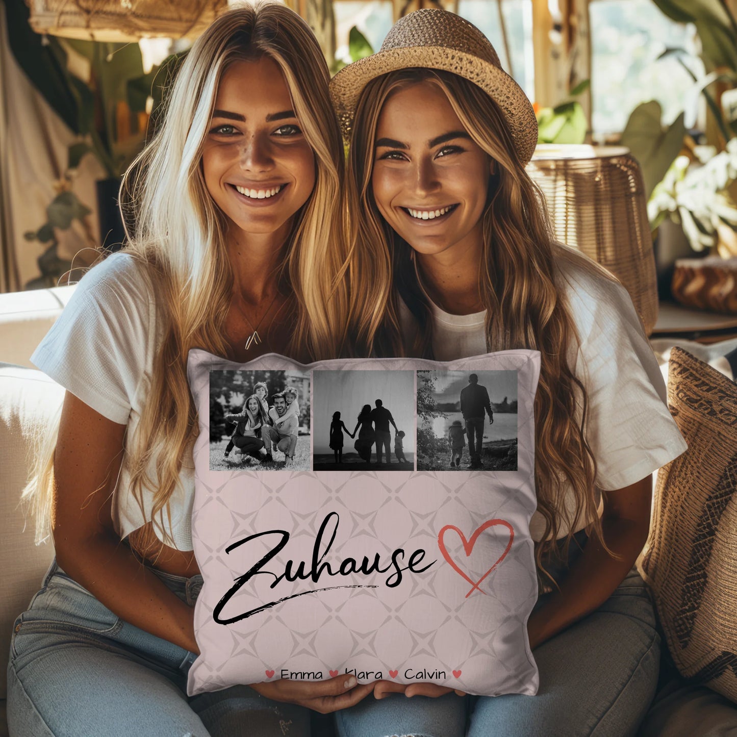 Familien Kissen Mit Namen Fotocollage Familie personalisiert Zuhause Geschenk 3