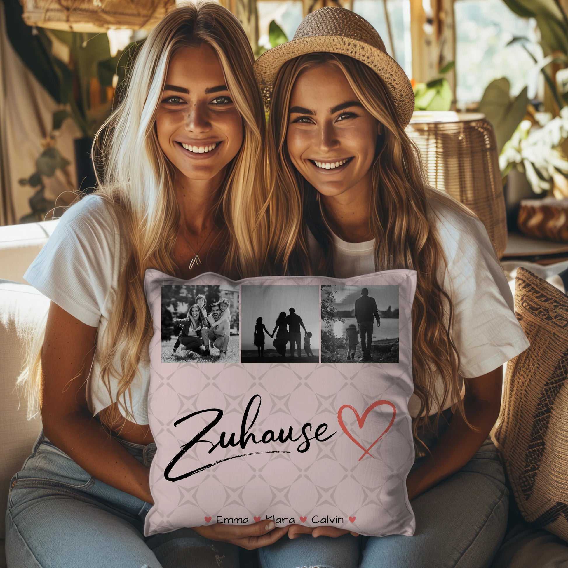 Familien Kissen Mit Namen Fotocollage Familie personalisiert Zuhause Geschenk 3