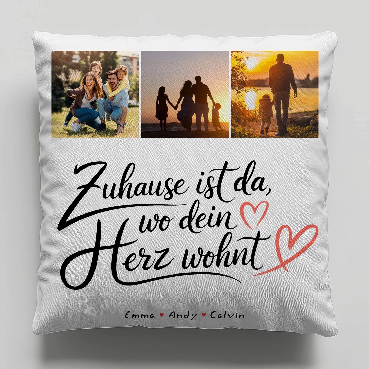 Kissen Mit Namen Familie Geschenk Fotocollage Familie Wo Dein Herz Wohnt 6
