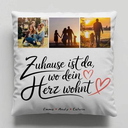 Kissen Mit Namen Familie Geschenk Fotocollage Familie Wo Dein Herz Wohnt 6