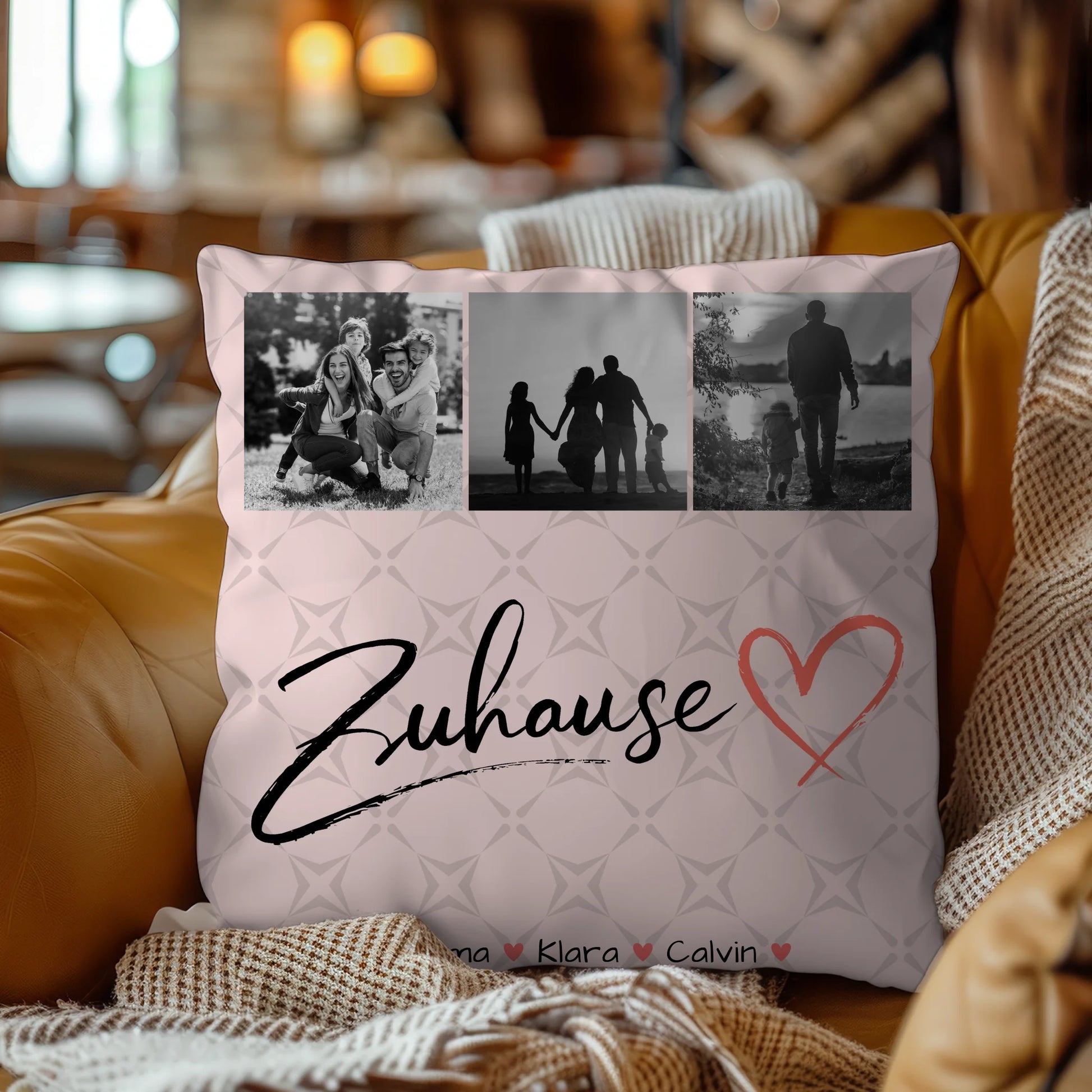 Familien Kissen Mit Namen Fotocollage Familie personalisiert Zuhause Geschenk 4