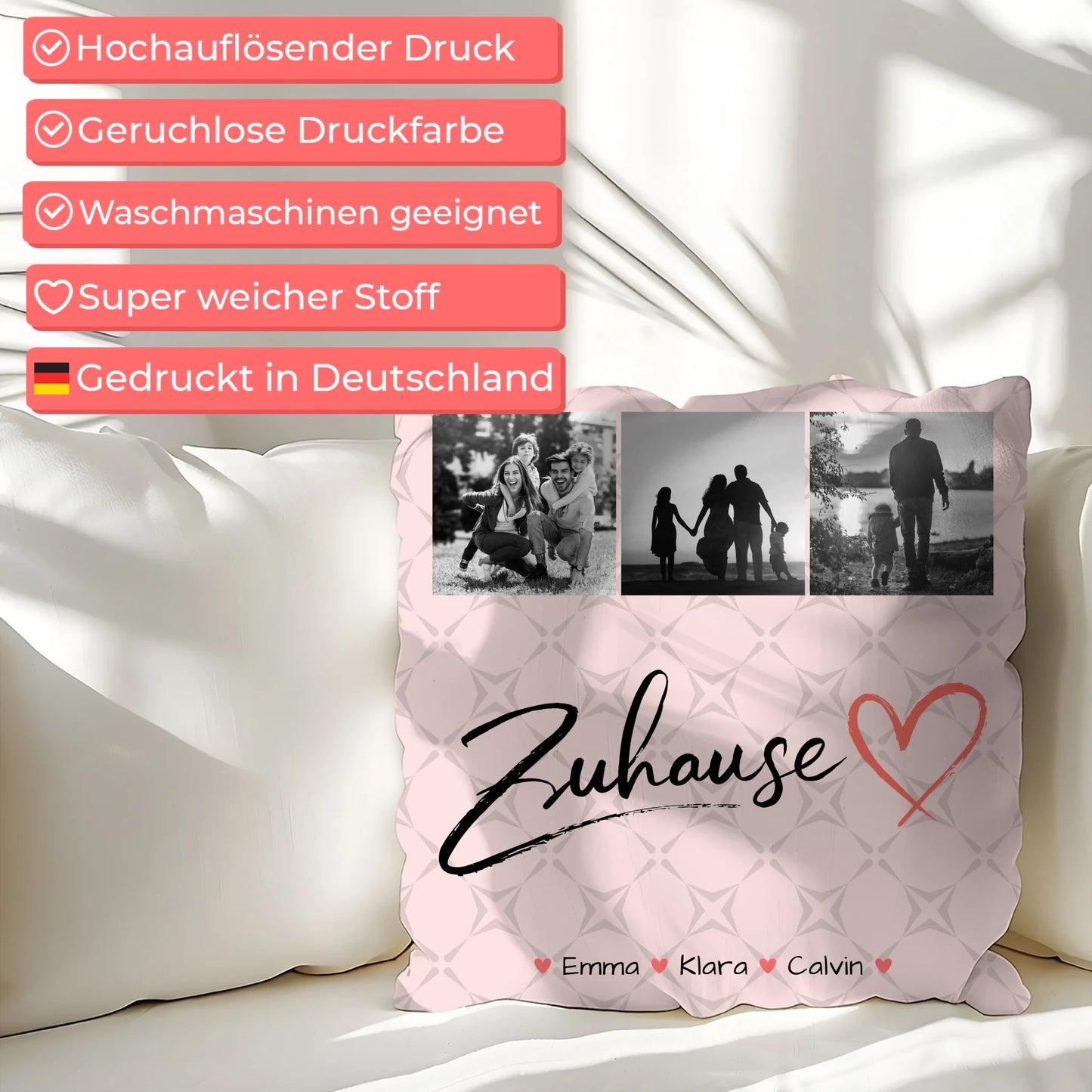 Familien Kissen Mit Namen Fotocollage Familie personalisiert Zuhause Geschenk 7