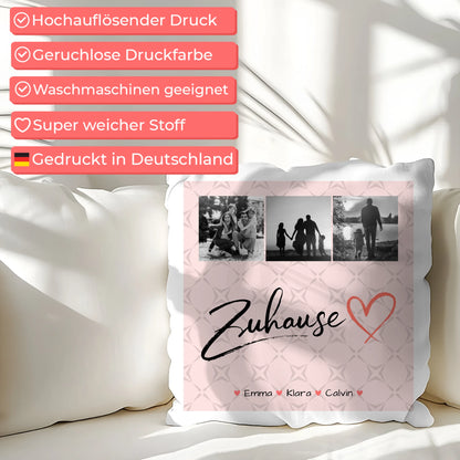 Familien Kissen Mit Namen Fotocollage Familie personalisiert Zuhause Geschenk