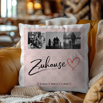 Familien Kissen Mit Namen Fotocollage Familie personalisiert Zuhause Geschenk