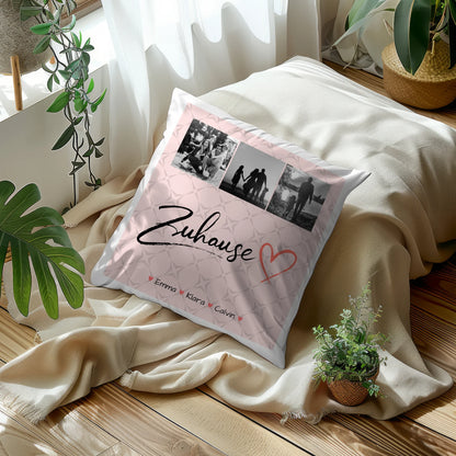 Familien Kissen Mit Namen Fotocollage Familie personalisiert Zuhause Geschenk