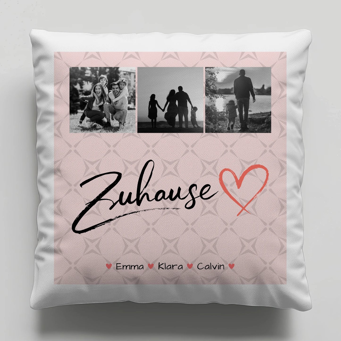 Familien Kissen Mit Namen Fotocollage Familie personalisiert Zuhause Geschenk