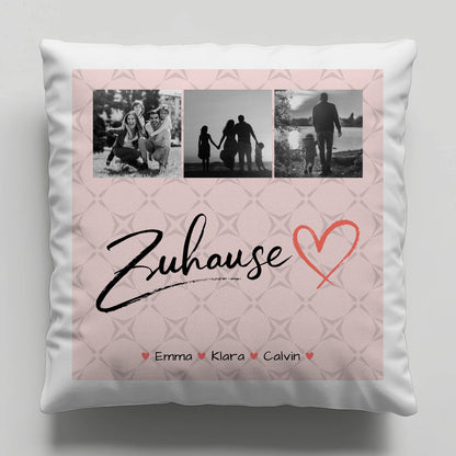 Familien Kissen Mit Namen Fotocollage Familie personalisiert Zuhause Geschenk