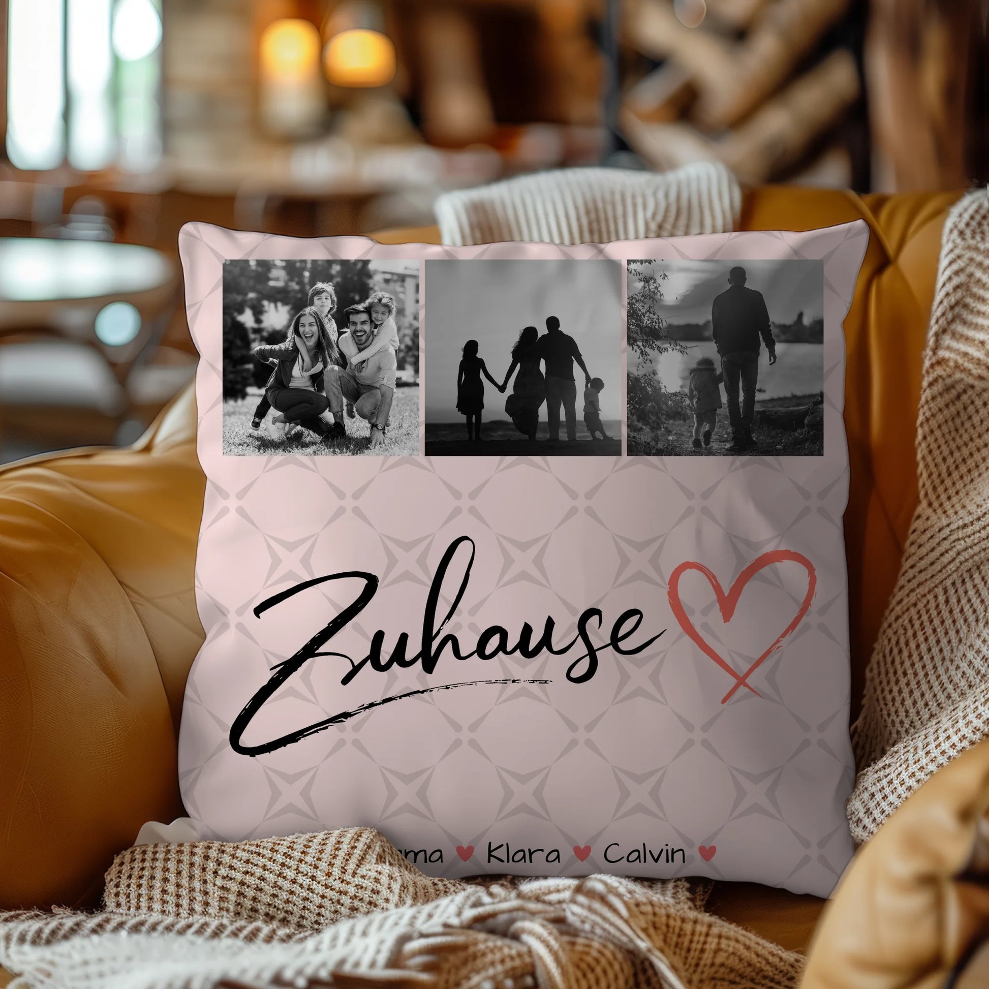 Familien Kissen Mit Namen Fotocollage Familie personalisiert Zuhause Geschenk 9