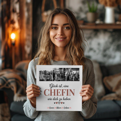 Fotoboard Magnet Wandbild Chefin Fotocollage Glück Ist eine Chefin Wie Dich Zu Haben Geschenk 2