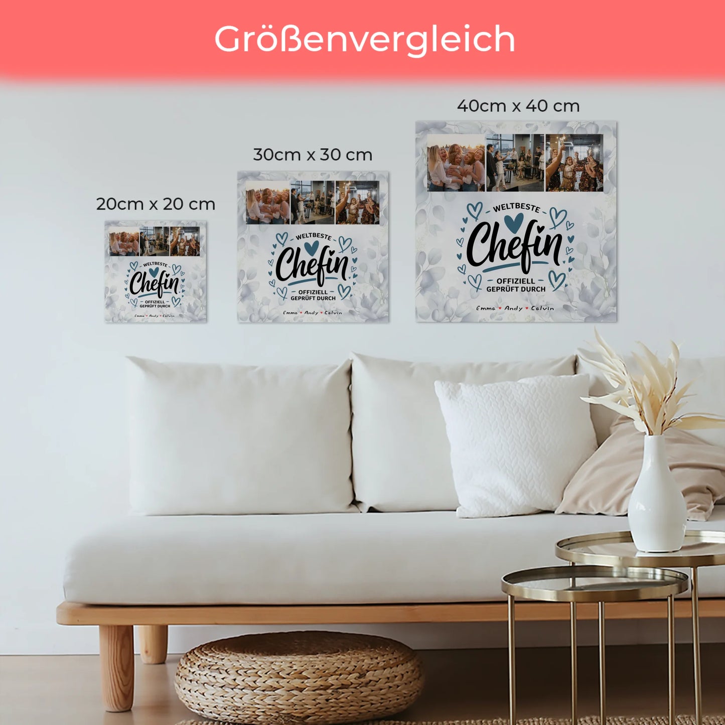 Fotoboard Poster Magnetisch Geschenk für Chefin Weltbeste Chefin Offiziell Geprüft Durch