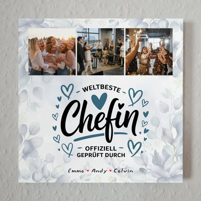 Fotoboard Poster Magnetisch Geschenk für Chefin Weltbeste Chefin Offiziell Geprüft Durch 1