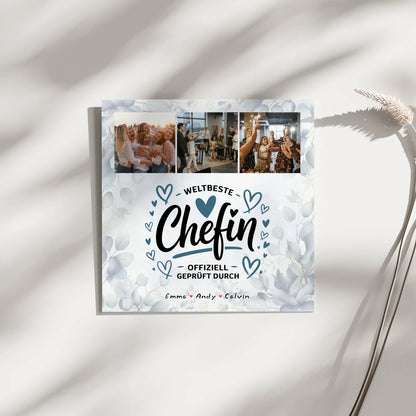 Fotoboard Poster Magnetisch Geschenk für Chefin Weltbeste Chefin Offiziell Geprüft Durch