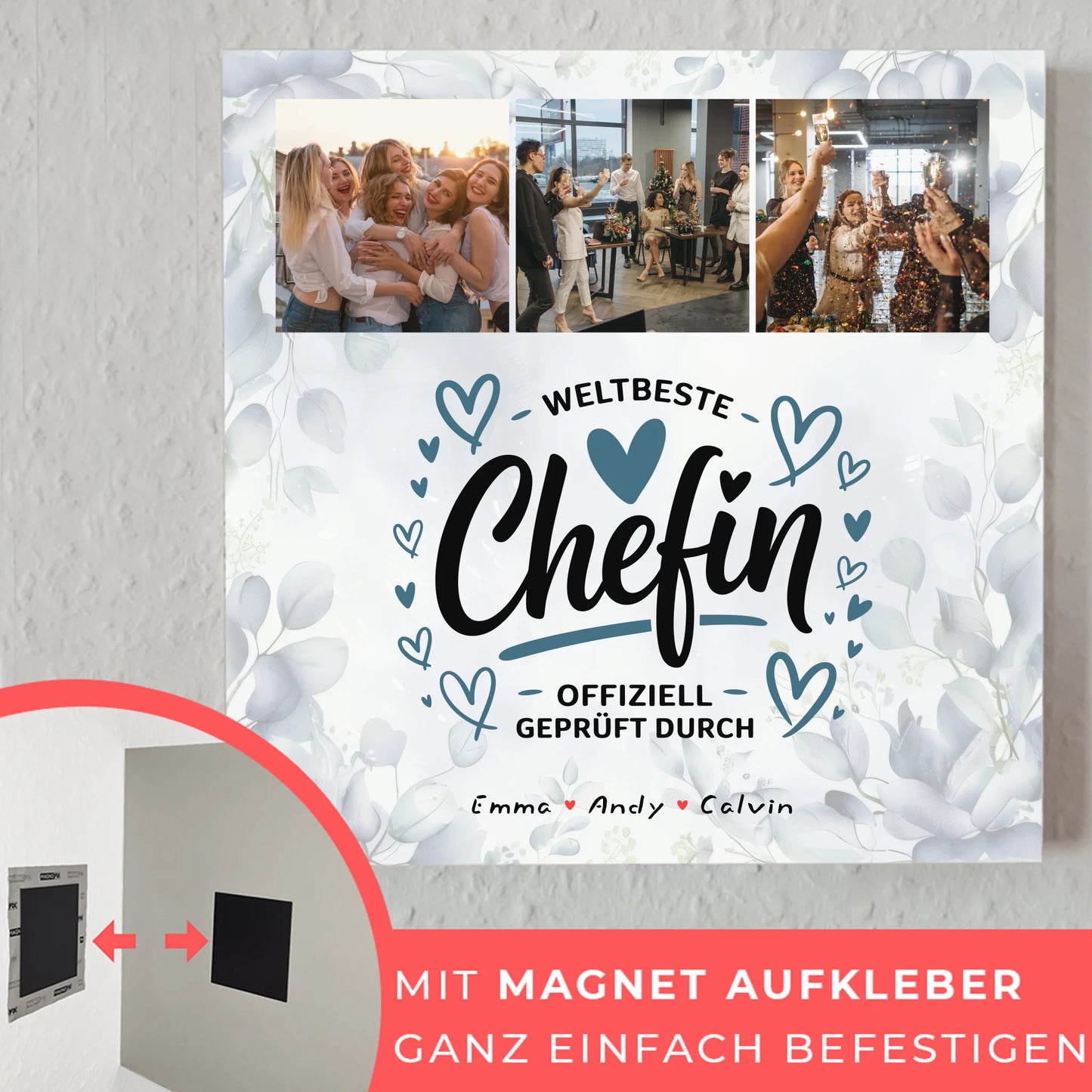 Fotoboard Poster Magnetisch Geschenk für Chefin Weltbeste Chefin Offiziell Geprüft Durch 4