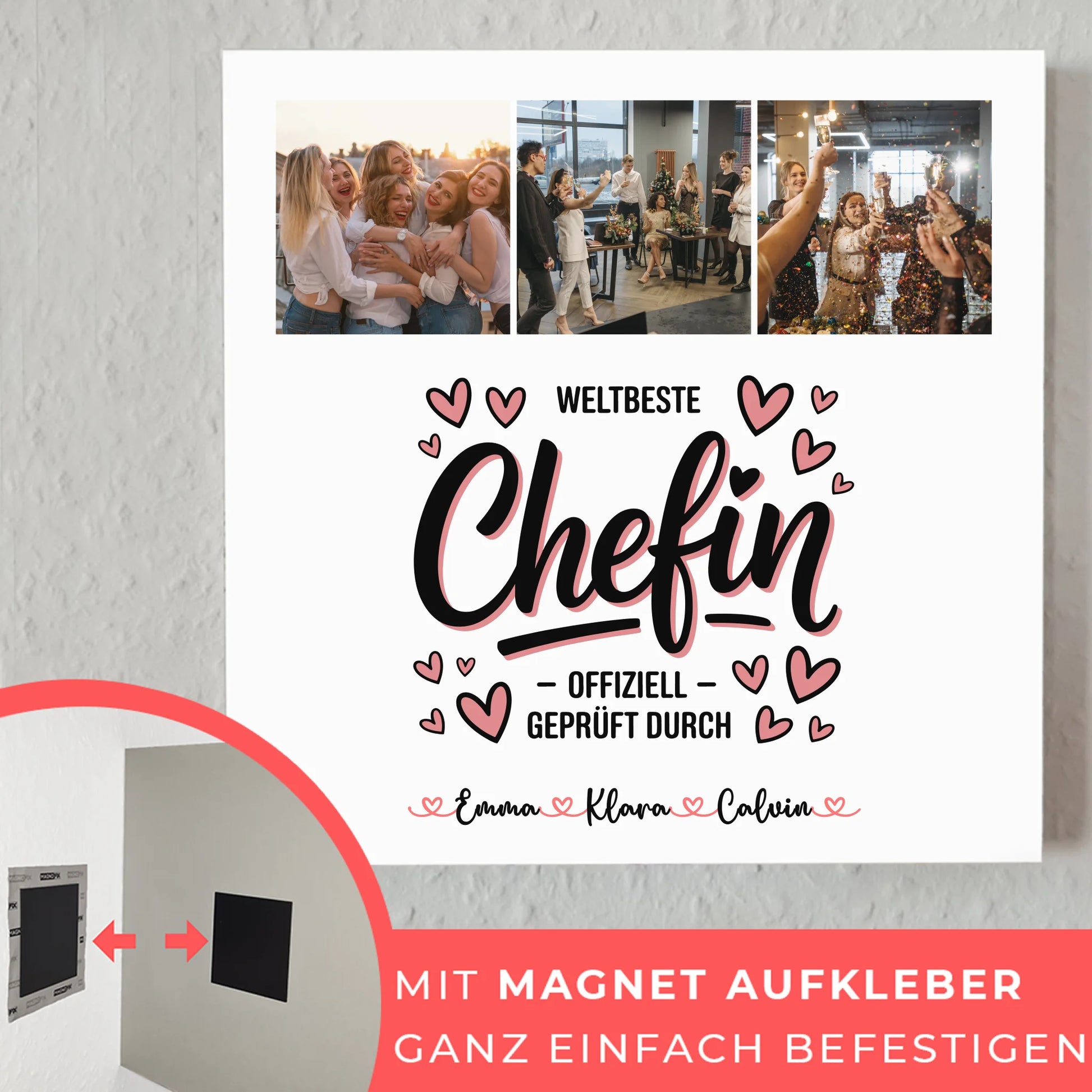 Fotoboard Magnet Poster Fotocollage für Chefin Weltbeste Chefin Offiziell Geprüft Durch 10