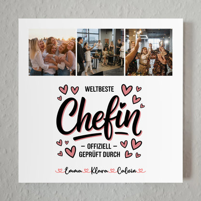 Fotoboard Magnet Poster Fotocollage für Chefin Weltbeste Chefin Offiziell Geprüft Durch 7