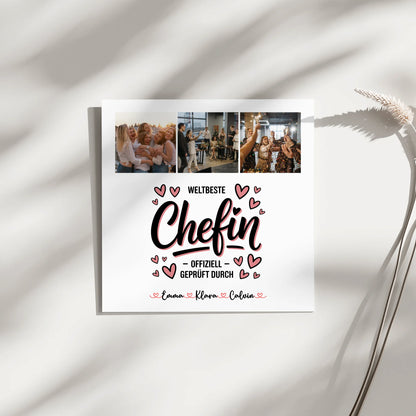 Fotoboard Magnet Poster Fotocollage für Chefin Weltbeste Chefin Offiziell Geprüft Durch 9