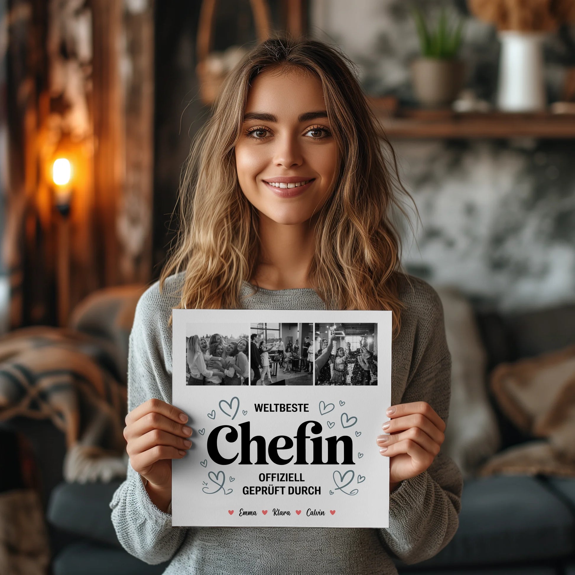 Personalisiertes Fotoboard Poster Magnetisch für Chefin Weltbeste Chefin Offiziell Geprüft Durch 2