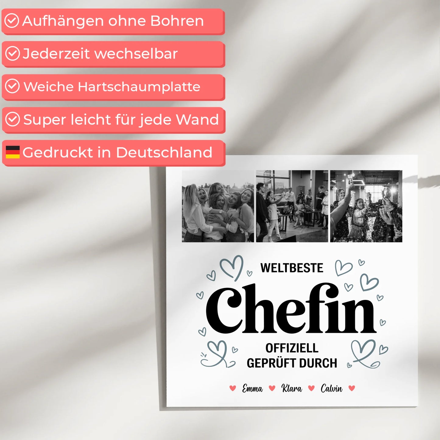 Personalisiertes Fotoboard Poster Magnetisch für Chefin Weltbeste Chefin Offiziell Geprüft Durch 5