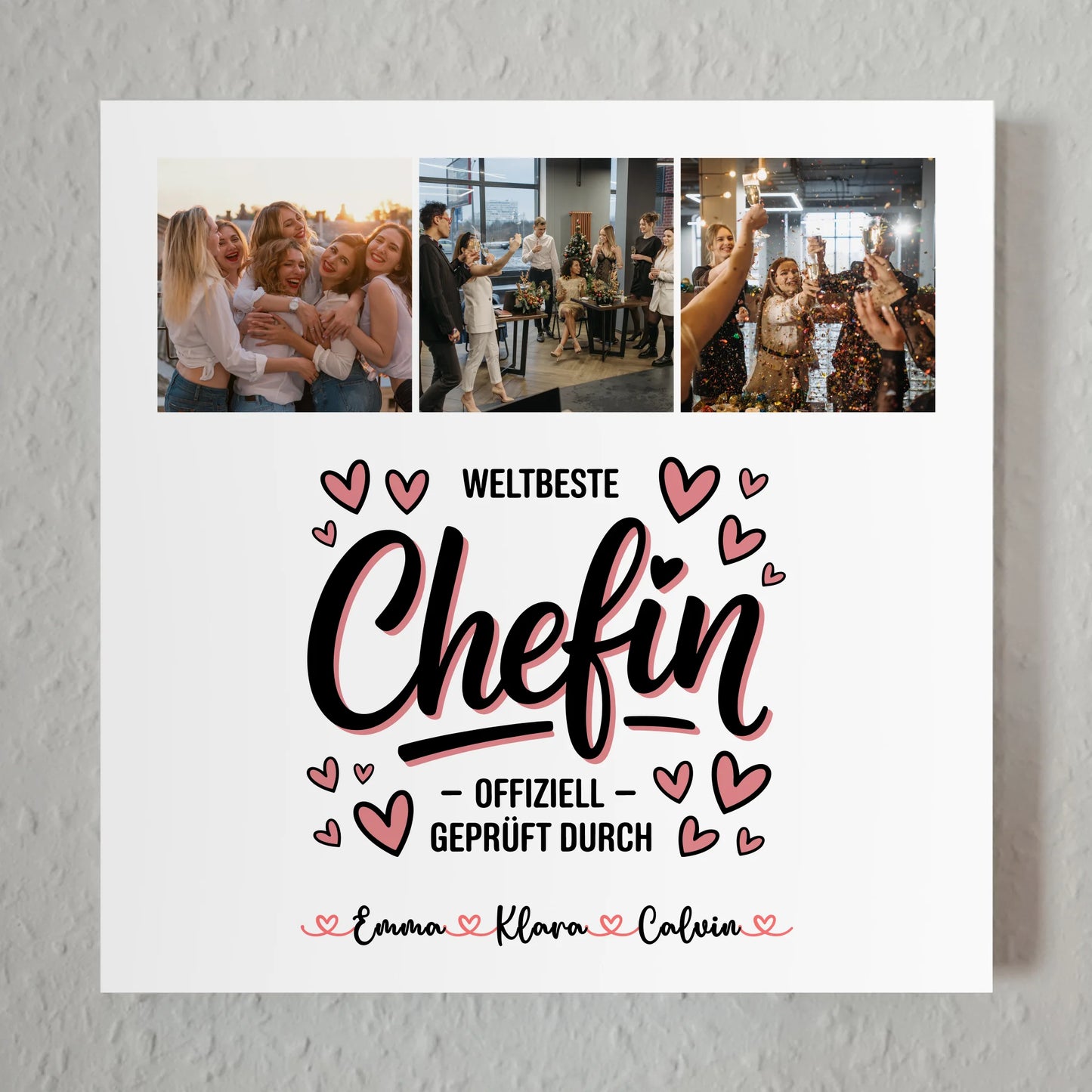 Fotoboard Magnet Poster Fotocollage für Chefin Weltbeste Chefin Offiziell Geprüft Durch