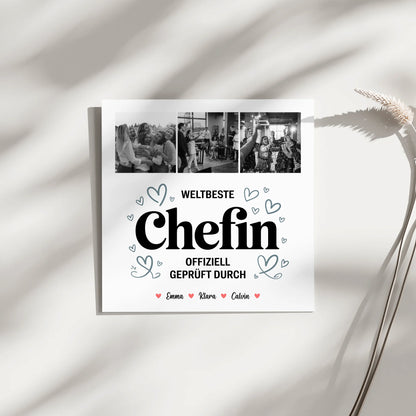 Personalisiertes Fotoboard Poster Magnetisch für Chefin Weltbeste Chefin Offiziell Geprüft Durch 9