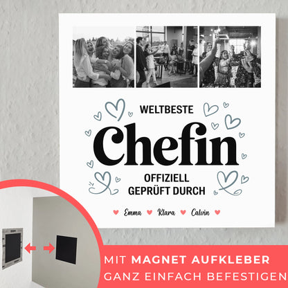 Personalisiertes Fotoboard Poster Magnetisch für Chefin Weltbeste Chefin Offiziell Geprüft Durch 4