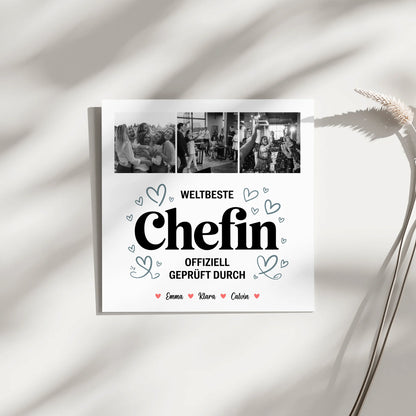 Personalisiertes Fotoboard Poster Magnetisch für Chefin Weltbeste Chefin Offiziell Geprüft Durch