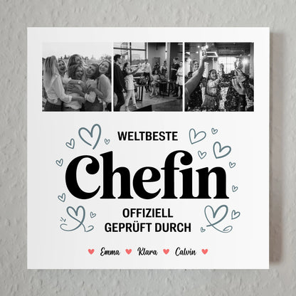 Personalisiertes Fotoboard Poster Magnetisch für Chefin Weltbeste Chefin Offiziell Geprüft Durch 7