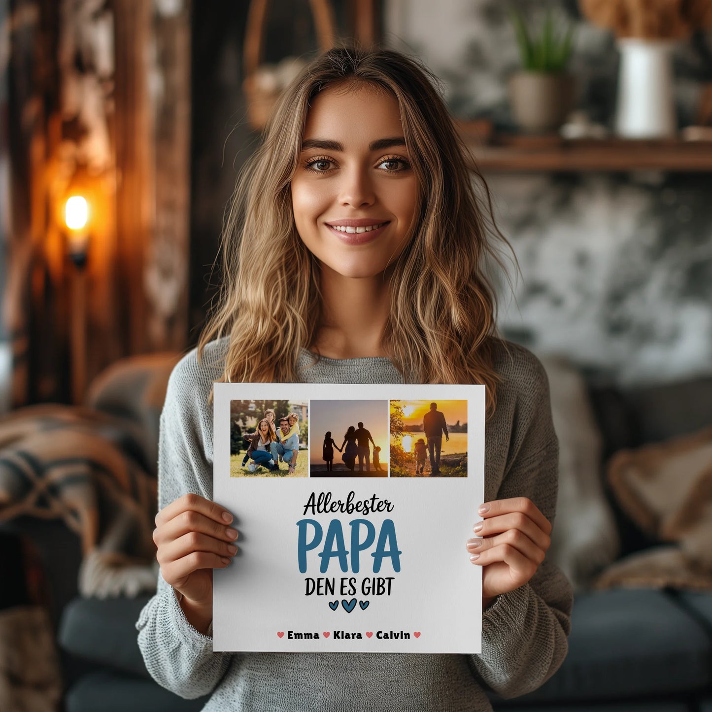 Personalisiertes Fotoboard Magnet Poster Geschenk Fotocollage Papa Allerbester Papa Den Es Gibt 2