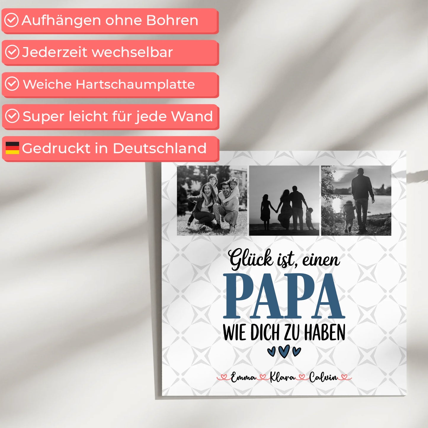 Personalisierte Fotoboard Magnet Wandbild Fotocollage Papa Glück ist einen Papa wie dich zu haben 5