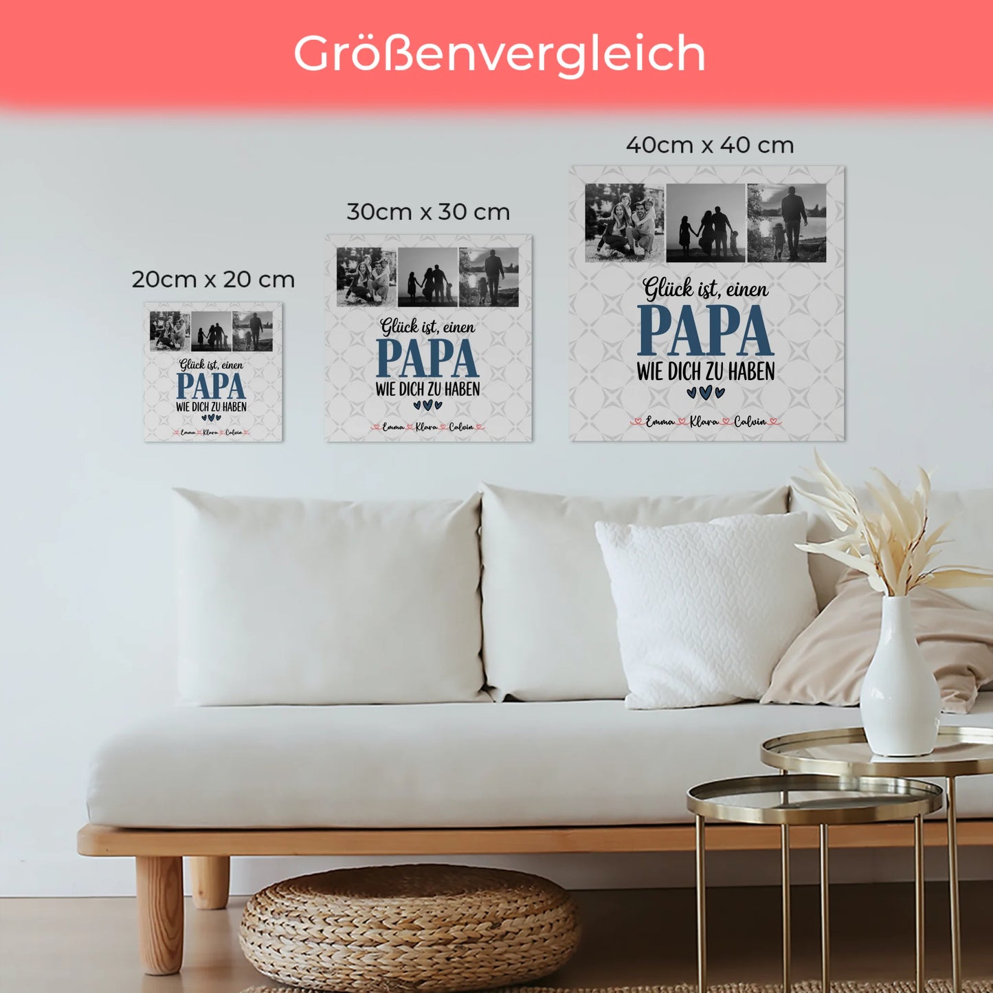 Personalisierte Fotoboard Magnet Wandbild Fotocollage Papa Glück ist einen Papa wie dich zu haben 6