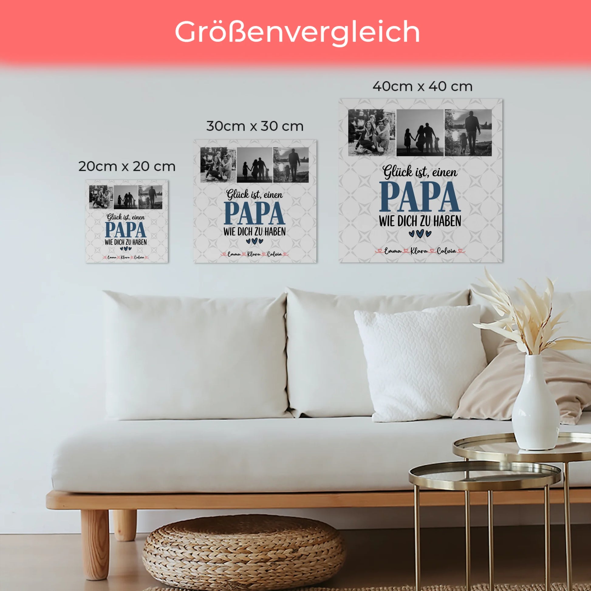 Personalisierte Fotoboard Magnet Wandbild Fotocollage Papa Glück ist einen Papa wie dich zu haben 6