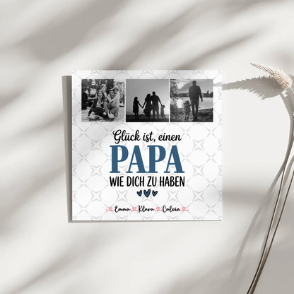 Personalisierte Fotoboard Magnet Wandbild Fotocollage Papa Glück ist einen Papa wie dich zu haben 3