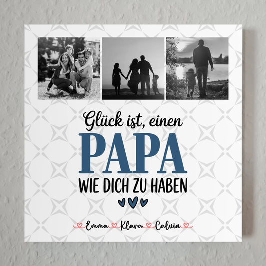 Personalisierte Fotoboard Magnet Wandbild Fotocollage Papa Glück ist einen Papa wie dich zu haben 1