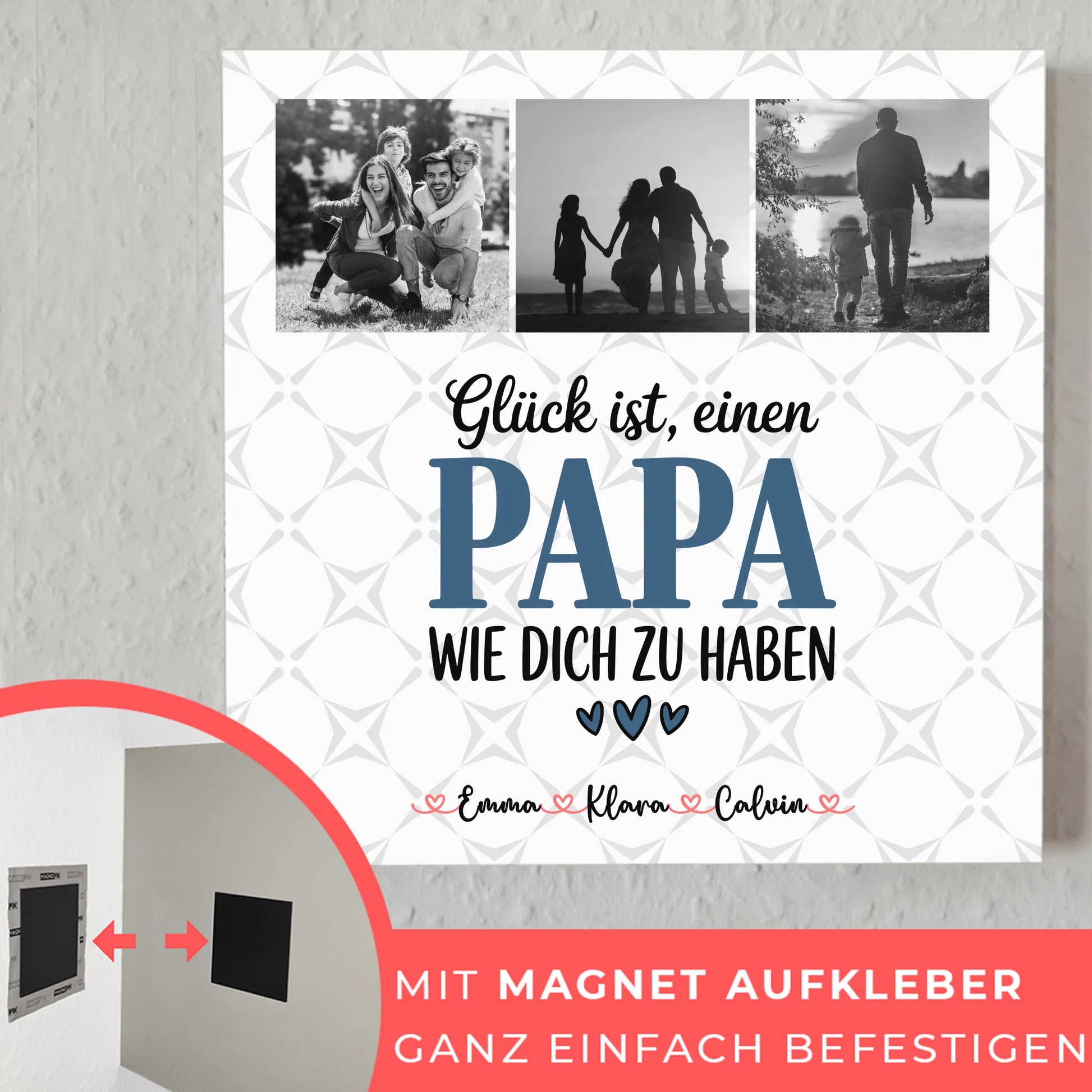 Personalisierte Fotoboard Magnet Wandbild Fotocollage Papa Glück ist einen Papa wie dich zu haben 4