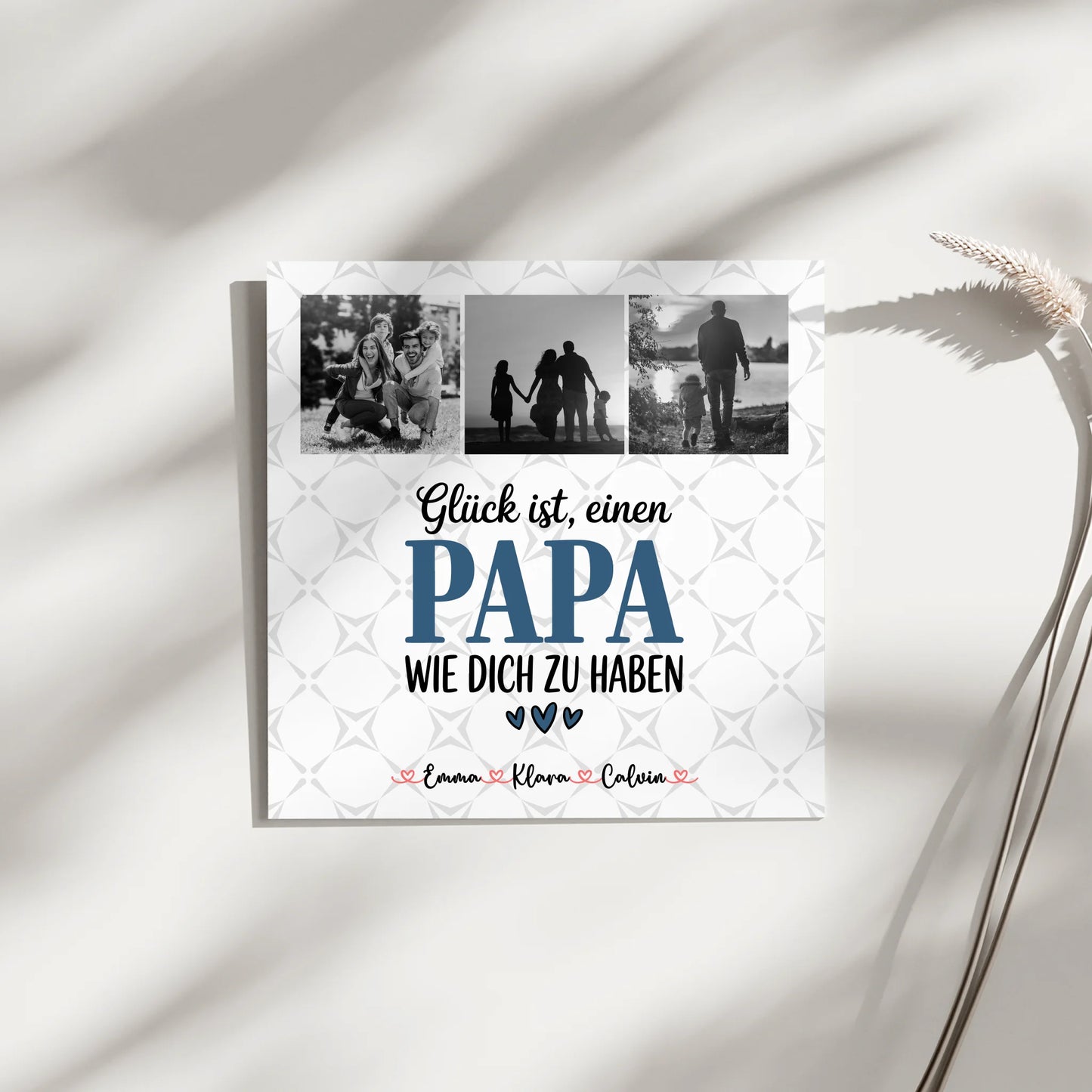 Personalisierte Fotoboard Magnet Wandbild Fotocollage Papa Glück ist einen Papa wie dich zu haben
