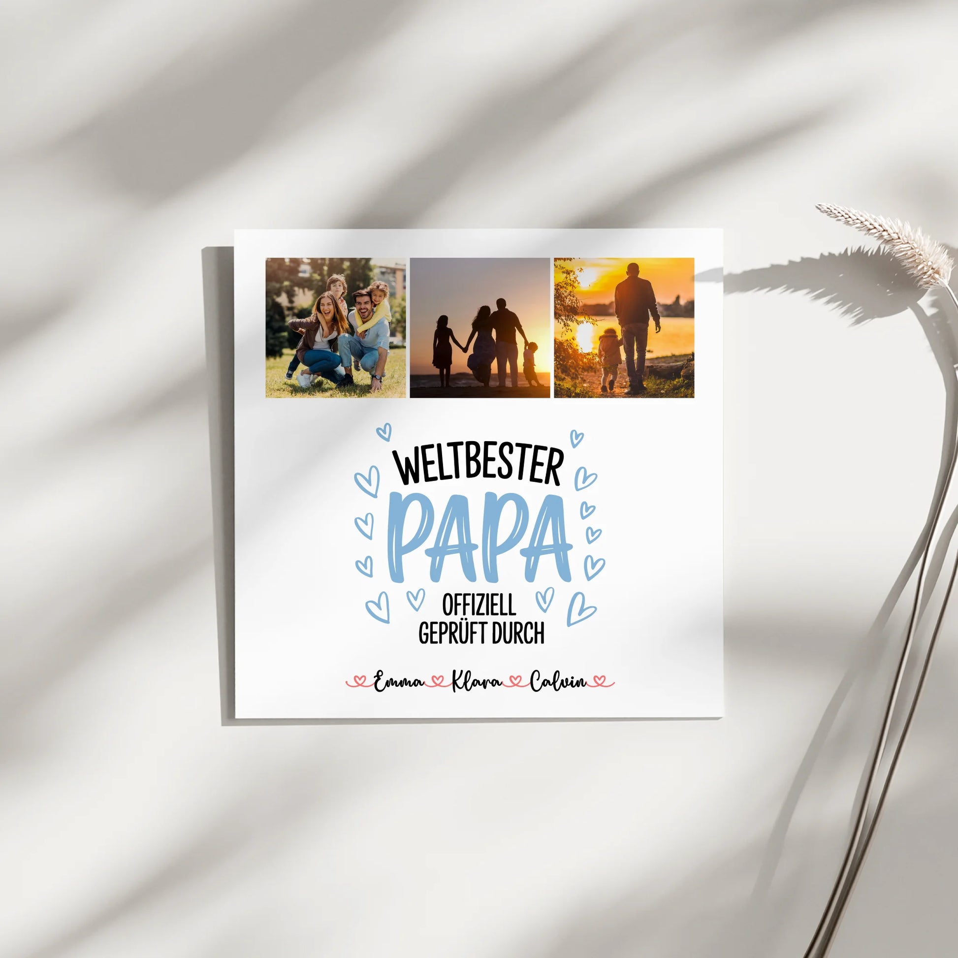 Fotoboard Magnet Poster Fotocollage für Papa Weltbester Papa Offiziell Geprüft Durch 3