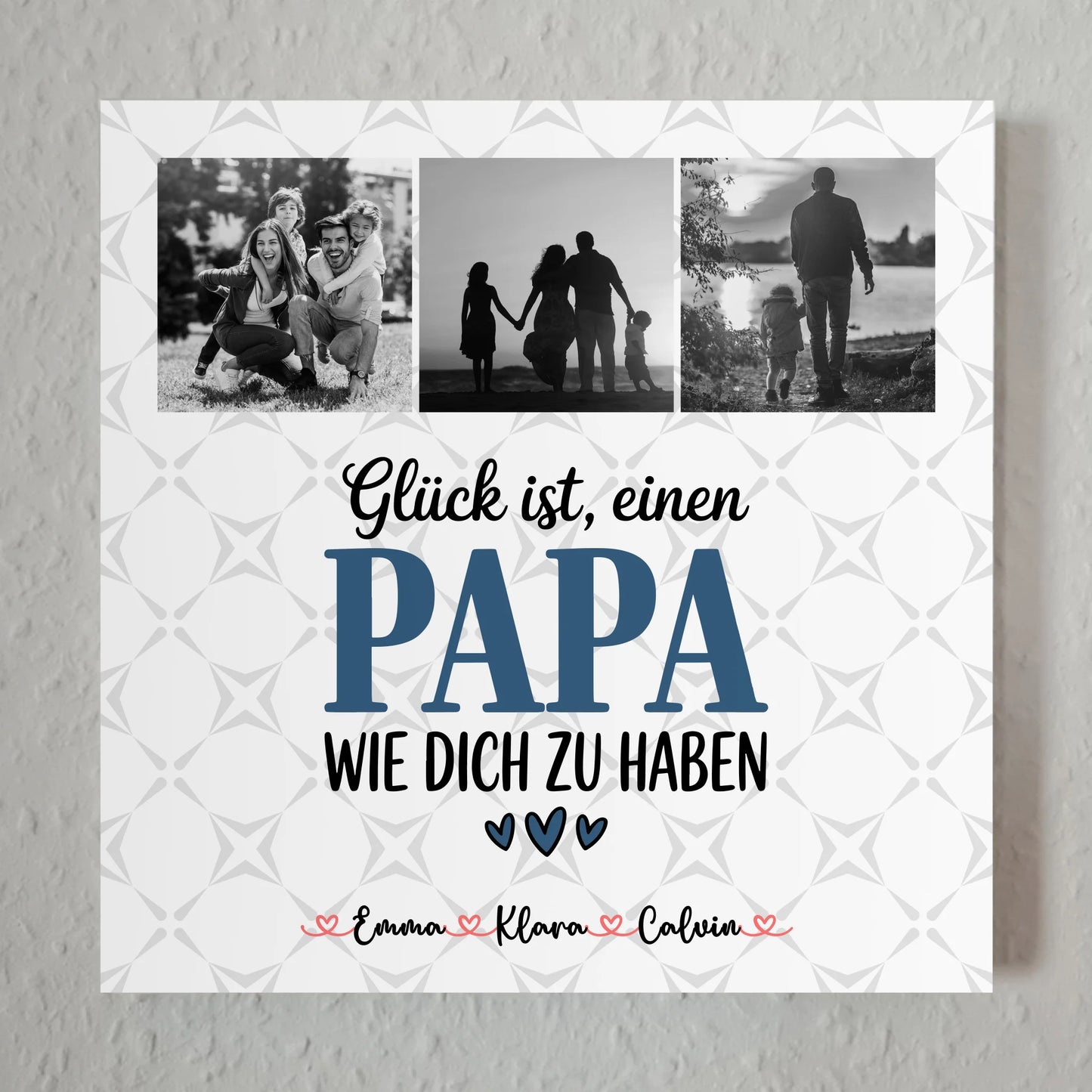 Personalisierte Fotoboard Magnet Wandbild Fotocollage Papa Glück ist einen Papa wie dich zu haben