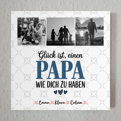 Personalisierte Fotoboard Magnet Wandbild Fotocollage Papa Glück ist einen Papa wie dich zu haben