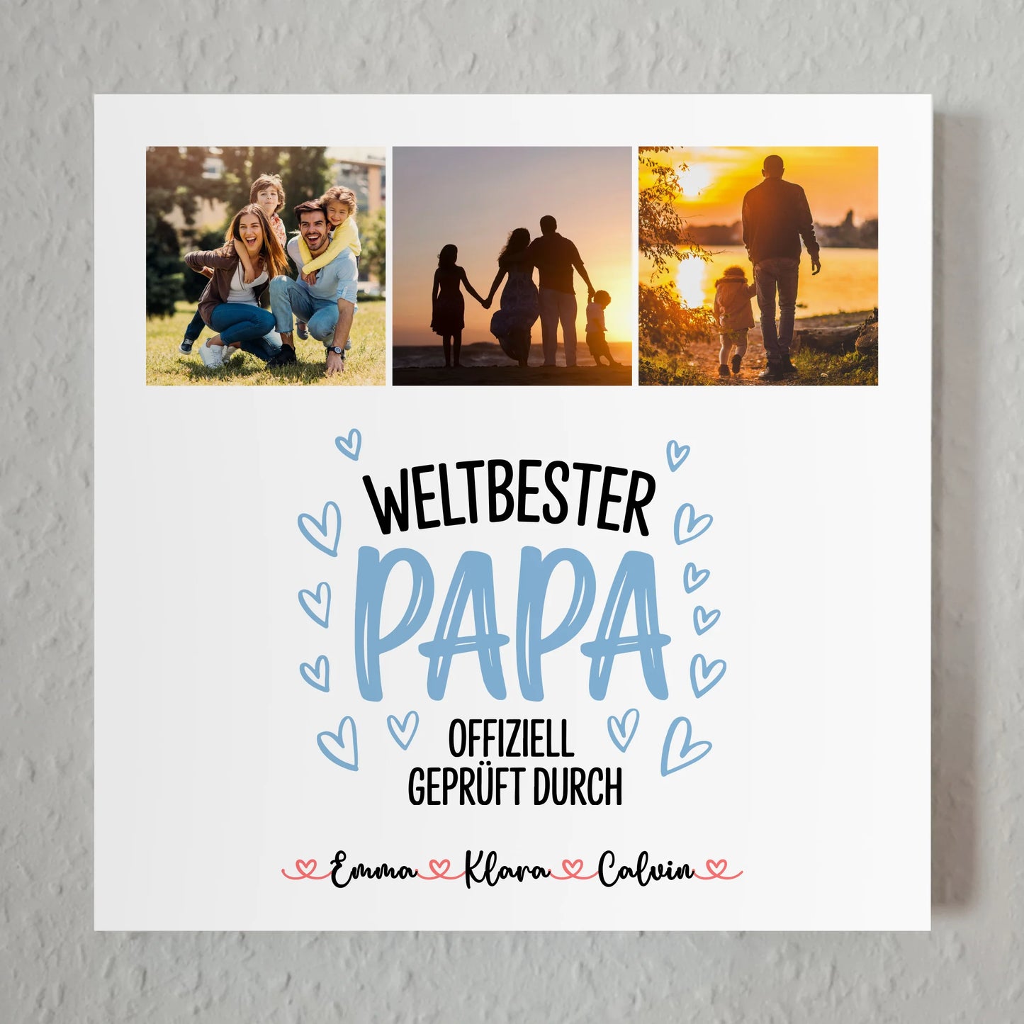 Fotoboard Magnet Poster Fotocollage für Papa Weltbester Papa Offiziell Geprüft Durch 7