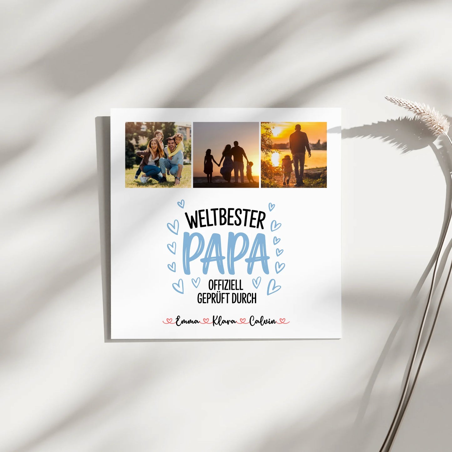 Fotoboard Magnet Poster Fotocollage für Papa Weltbester Papa Offiziell Geprüft Durch 9