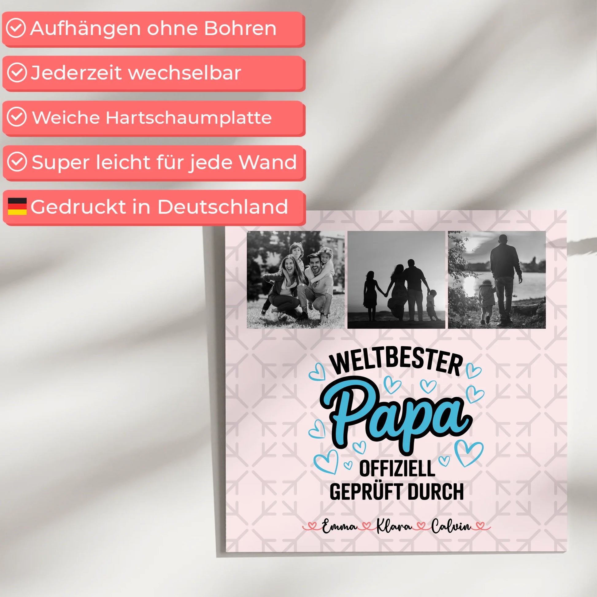 Fotoboard Magnetposter Papa - Weltbester Papa offiziell geprüft - Fotocollage 5