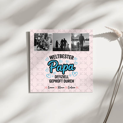Fotoboard Magnetposter Papa - Weltbester Papa offiziell geprüft - Fotocollage 3