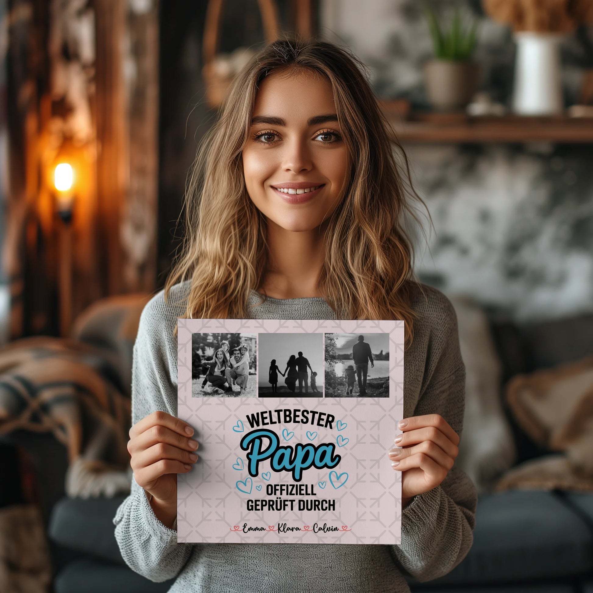 Fotoboard Magnetposter Papa - Weltbester Papa offiziell geprüft - Fotocollage 2