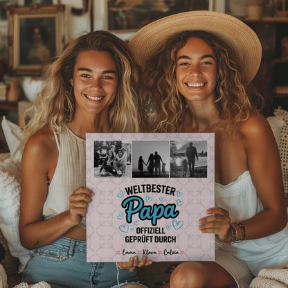 Fotoboard Magnetposter Papa - Weltbester Papa offiziell geprüft - Fotocollage