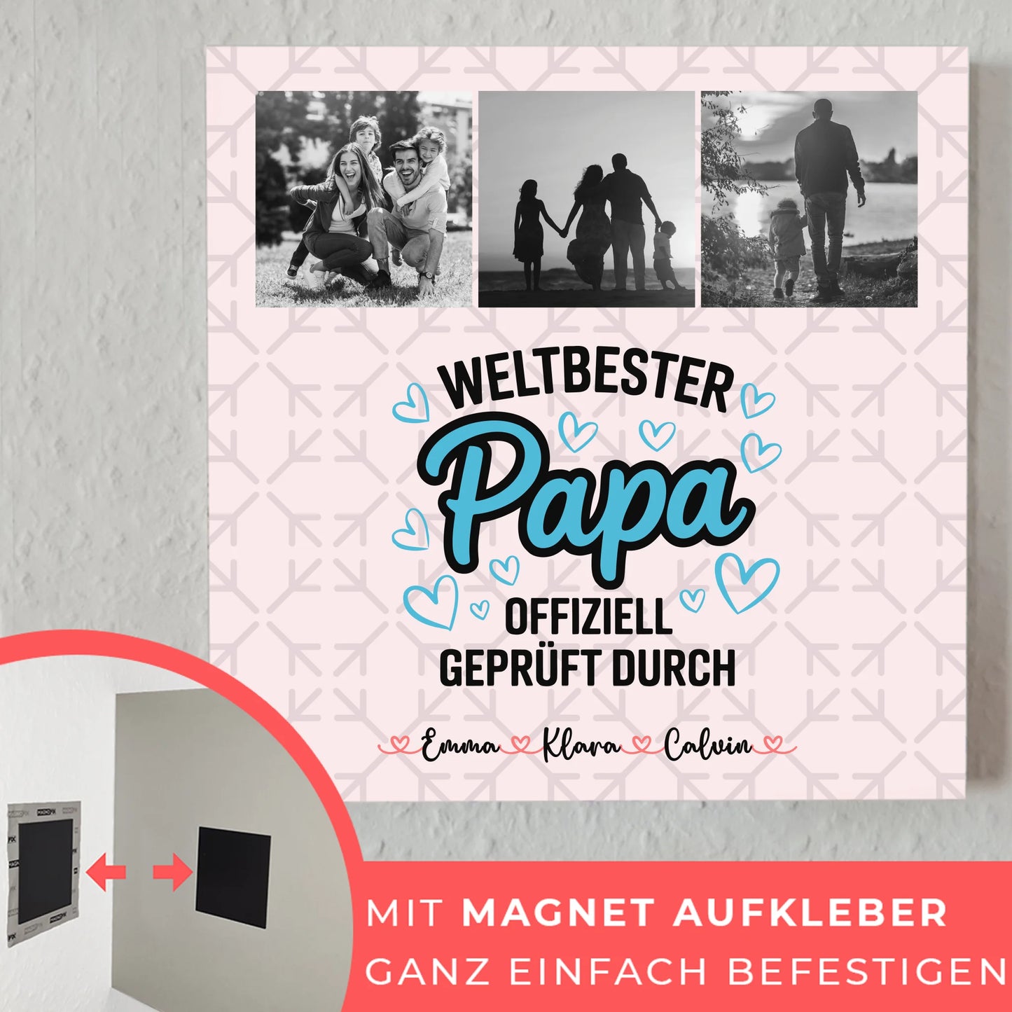 Fotoboard Magnetposter Papa - Weltbester Papa offiziell geprüft - Fotocollage