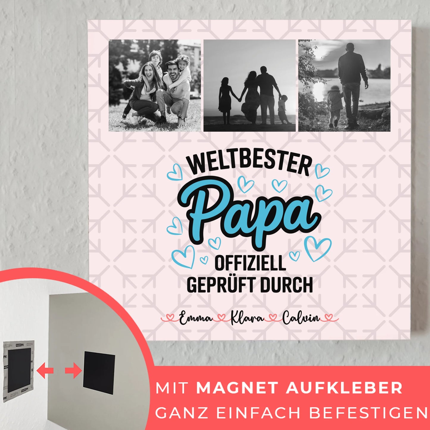 Fotoboard Magnetposter Papa - Weltbester Papa offiziell geprüft - Fotocollage 10