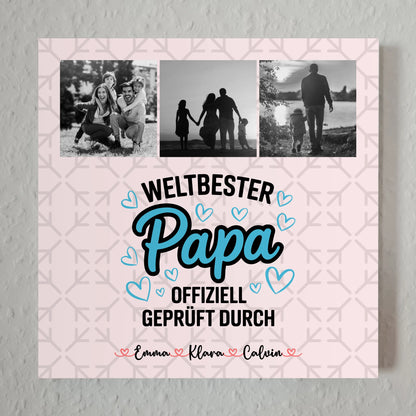 Fotoboard Magnetposter Papa - Weltbester Papa offiziell geprüft - Fotocollage