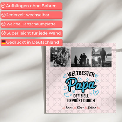 Fotoboard Magnetposter Papa - Weltbester Papa offiziell geprüft - Fotocollage