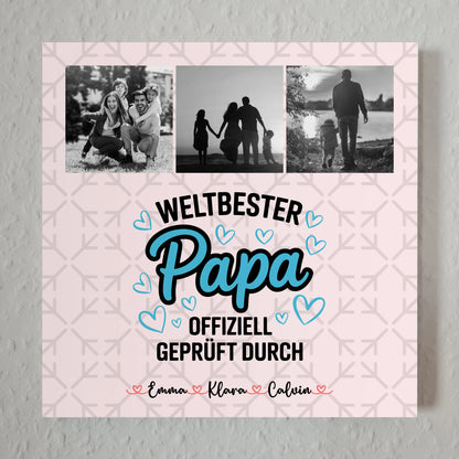 Fotoboard Magnetposter Papa - Weltbester Papa offiziell geprüft - Fotocollage 7
