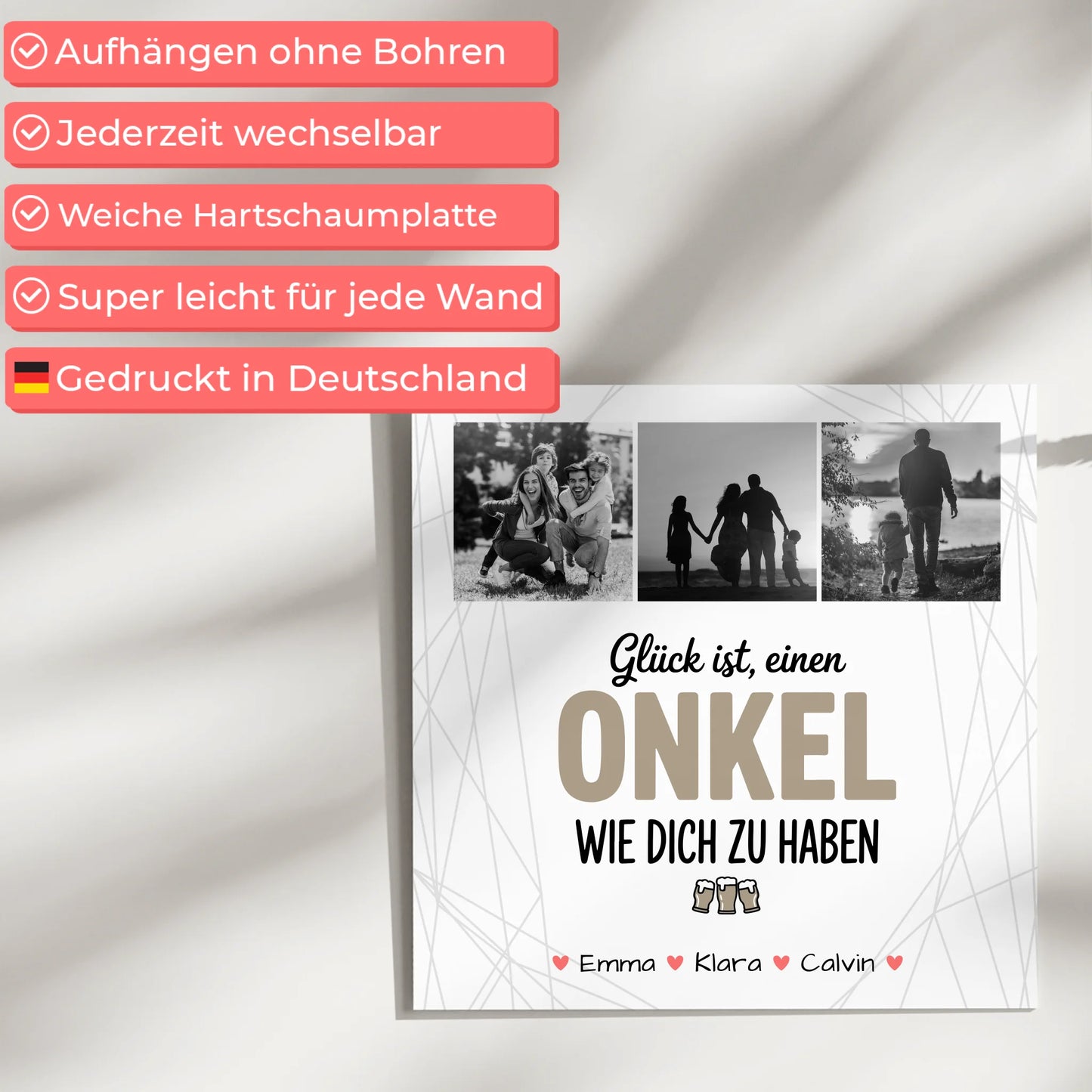 Personalisierte Magnetposter Fotoboard mit Fotocollage Onkel Glück Ist einen Onkel Wie Dich Zu Haben